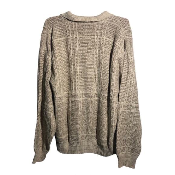 VTG Mens L Sweater Tan Linen Cotton Blend Old School Soft Oversized Harbour Club - Picture 4 of 10